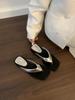 Slope heel flip-flop shoes women's summer wear 2025 new temperament sandals French square head beach cool slippers