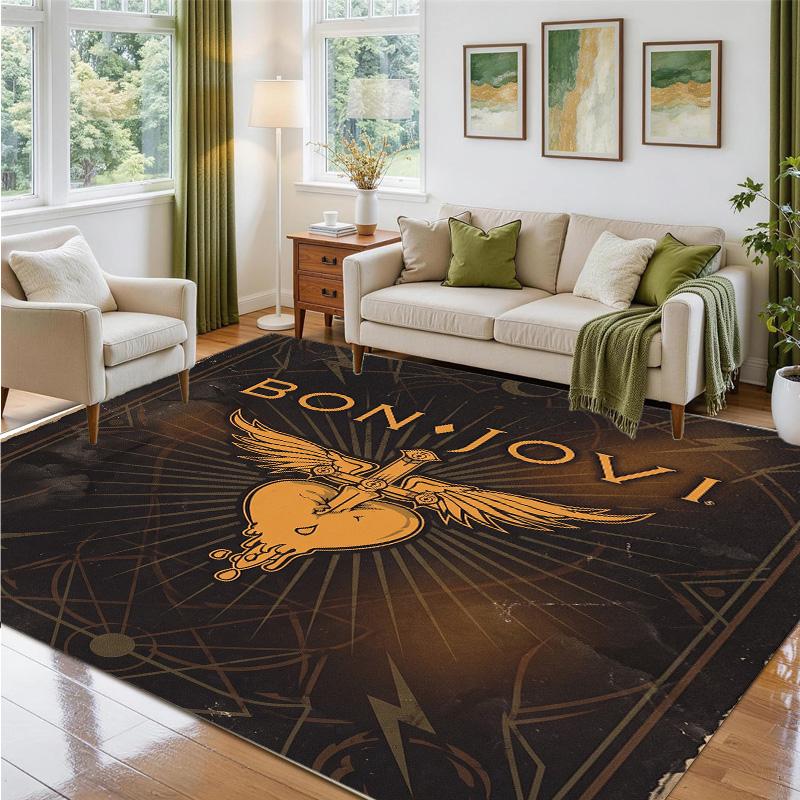 Bon Jovi Design Crystal Velvet Rug Soft Decorative Mat for Bedroom Entrance