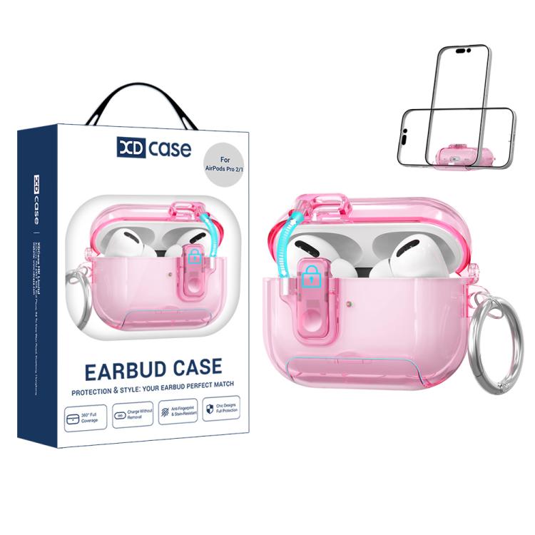 For AirPods Pro 2 XDcase Clear TPU Auto Pop-Up Earbud Case with Holder For AirPods Pro 2 розовый