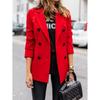 Autumn and Winter New Solid Color Long-sleeved Double-breasted Button Suit Jacket Female Cardigan
