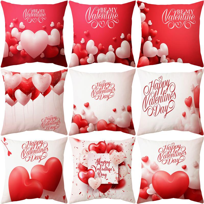 Pillow New Valentine's Day Pillow Case Pink Love Balloon Pillow Sofa Cushion Pillow Case