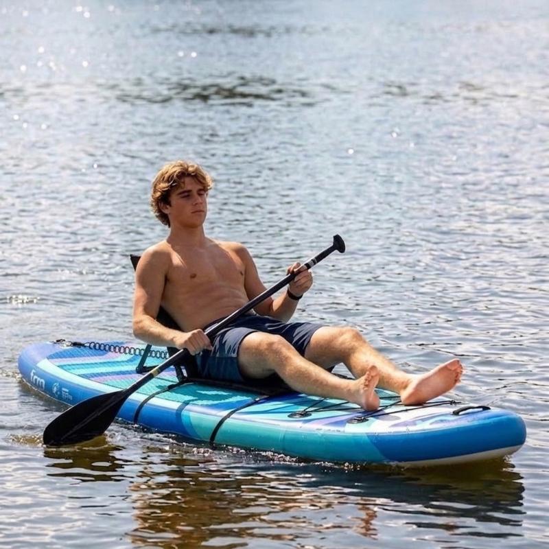 Paddleboard Chair Seat with Padded Back Support, Rod Connection, and Clip Fasteners for Sit-Down Paddling, Outdoor Fishing, and Lake or Beach Outings