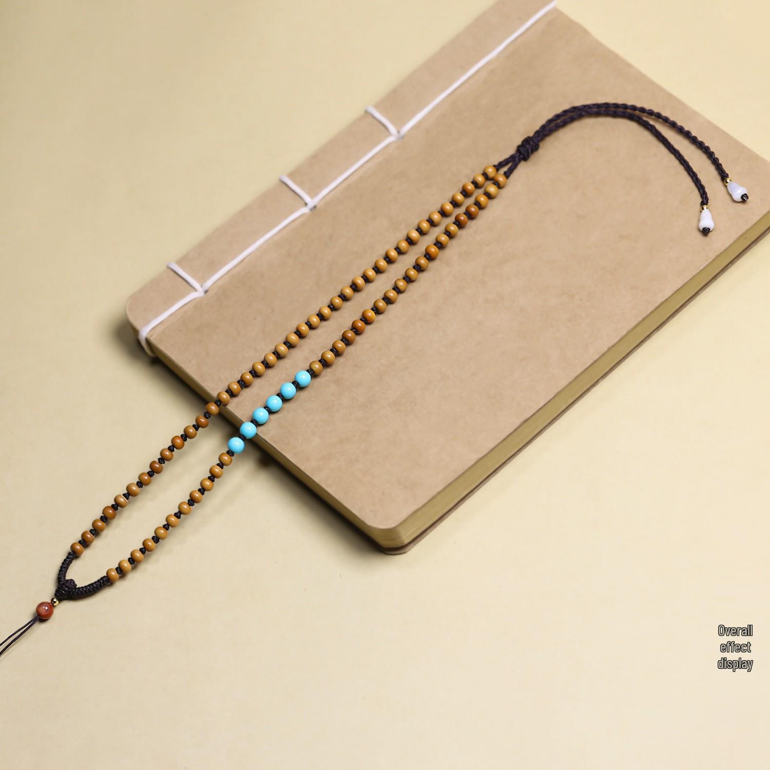 

Hand-Woven Olive Pit Jade Pendant Necklace Sweater Chain