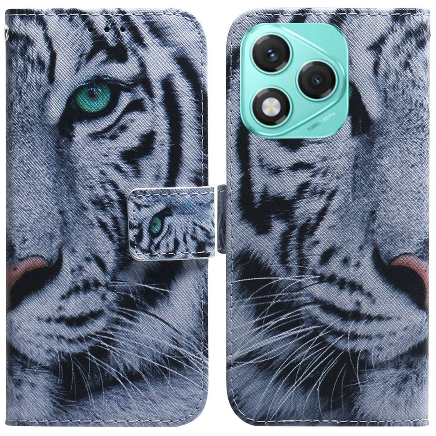

For Honor 400 Lite Wallet Case Pattern Print Leather Phone Cover Tiger