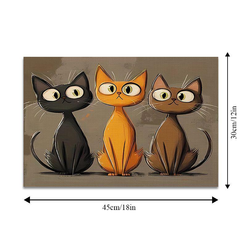 4Pcs, Three Cat Placemats, the Best Placemats, Washable, Suitable for Holiday Parties, Home Decor