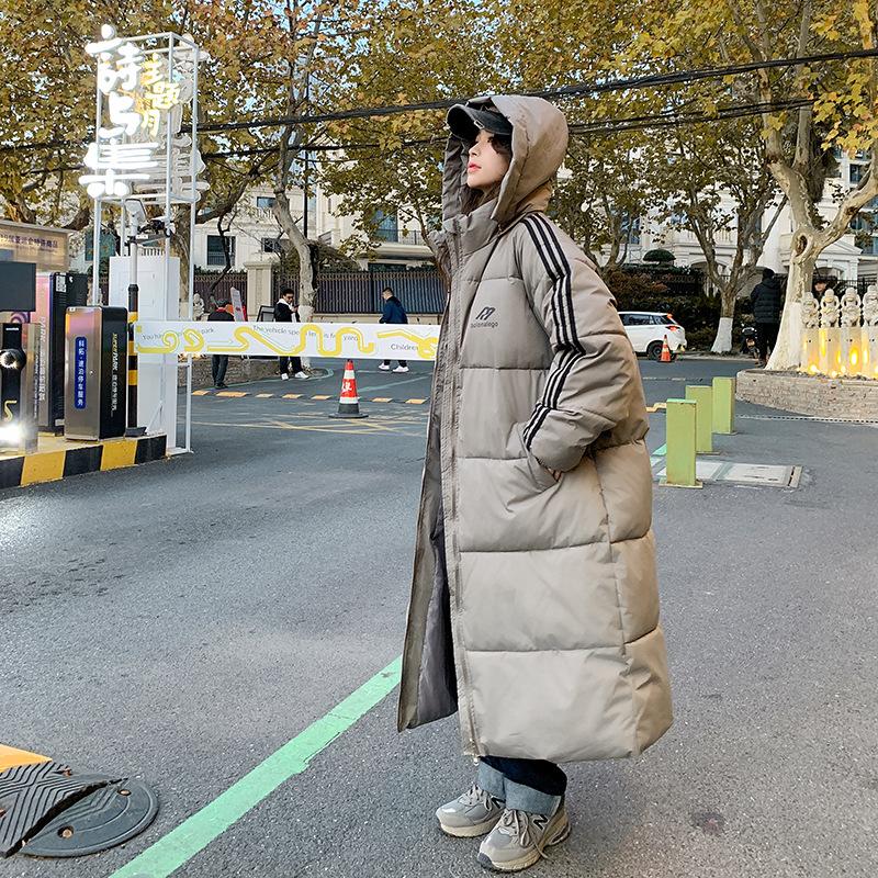 Abrigo de Algodón para Mujer en Invierno Abrigo de Algodón Largo de Tres Barras