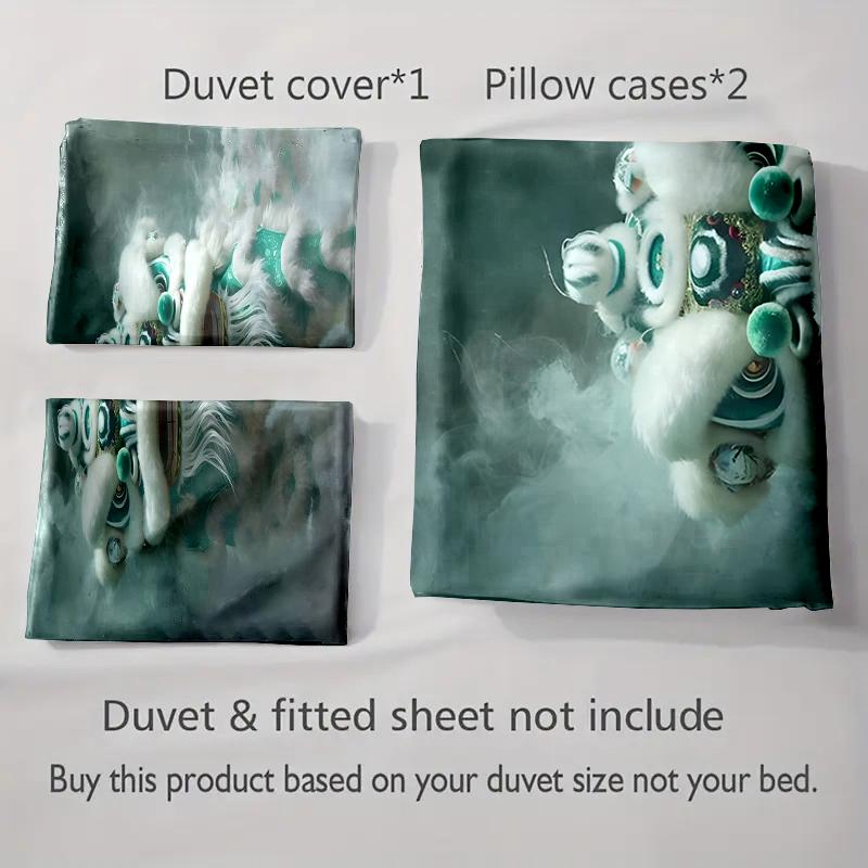 Green lion face Bedding Duvet cover sets Duvet covers Pillowcases gifts (1 * Duvet Cover 2 * Pillowcases, without duvet insert)