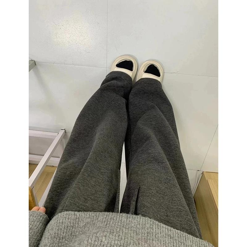 Dark Gray Wide-leg Sweatpants Men's Spring and Autumn Lazy and Loose Sticky Rice Pants Straight and Thin Long Pants