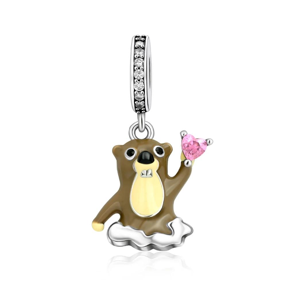 925 Silver Polar Bear Love Bead Happy Bear Series Fit Diy Bracelet Necklace Cute Kids Birthday Party Gifts