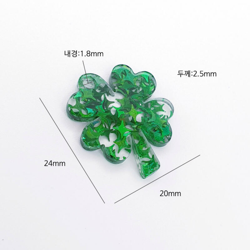 Bling Hologram Four-Leaf Clover Acrylic Pendant Keychain Material