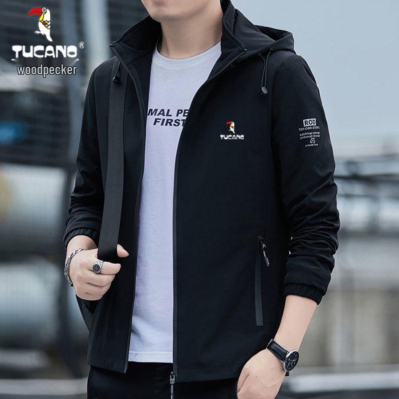 Woodpecker Men's Fleece-lined Hooded Jacket - Detachable Hood, Casual Spring/Autumn/Winter Coat