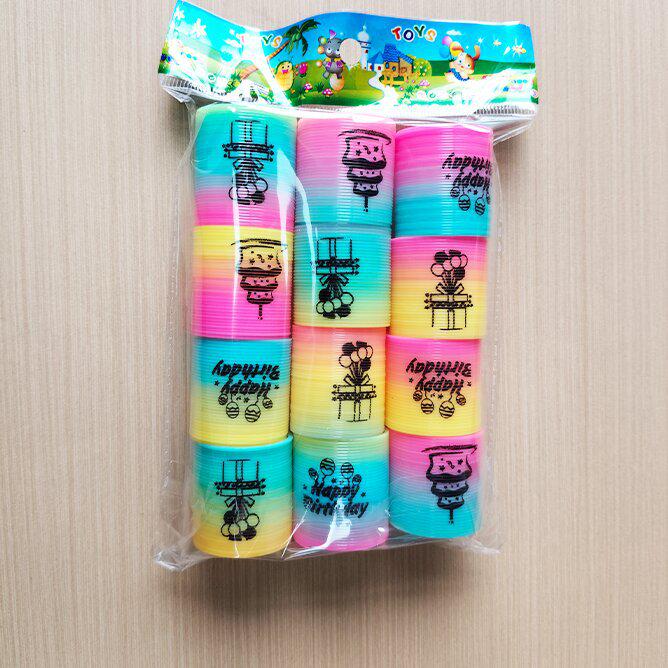 Mini Rainbow Smiley Face Slinky for Kids - Nostalgic & Colorful Educational Toy (3.0x3.5cm)