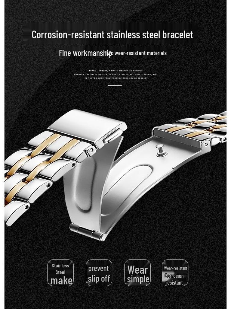 Men's Stainless Steel Waterproof Quartz Watch, Fully Automatic, Luminous, with Calendar and Steel Band