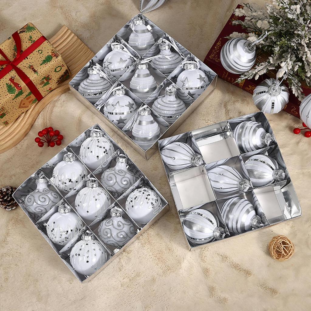 Christmas Balls Decoration 9 Pieces Ball Decorations 3.2 Inches Shatterproof Ornaments For Home Winter Party Outdoor Holiday