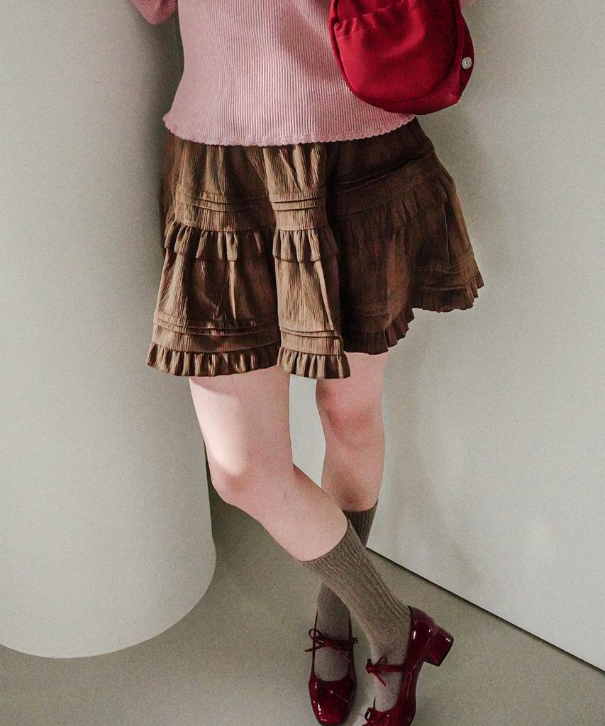 Cool Kitten Corduroy Ruffle Mini Skirt