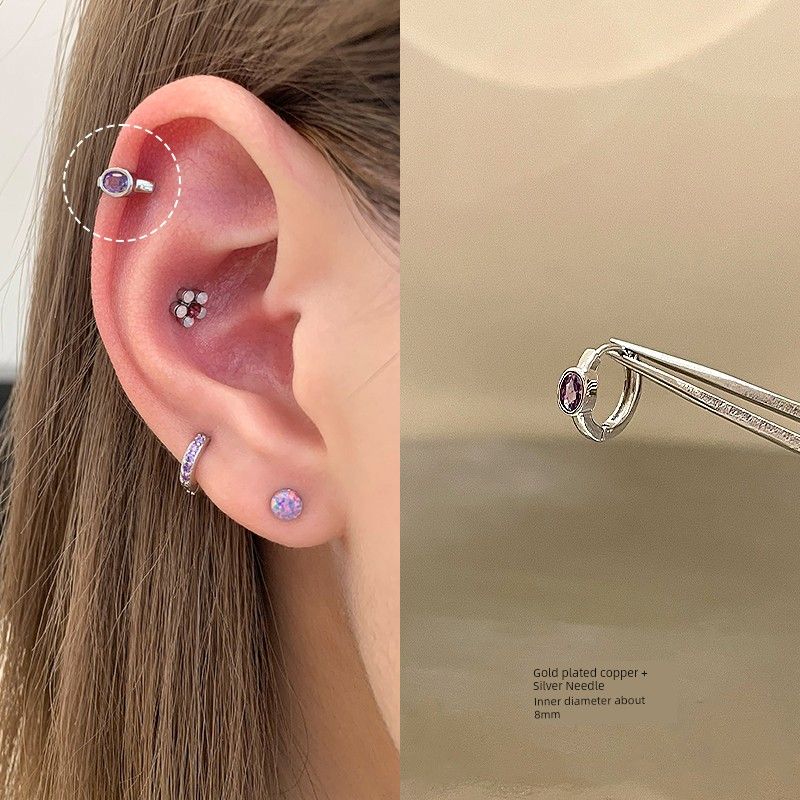 Ringring Store Medical Titanium Steel Ear Studs Edge Buckle Loop Bone Nail Earring Ear Bone Pin Titanium Alloy Earrings Earrings Female