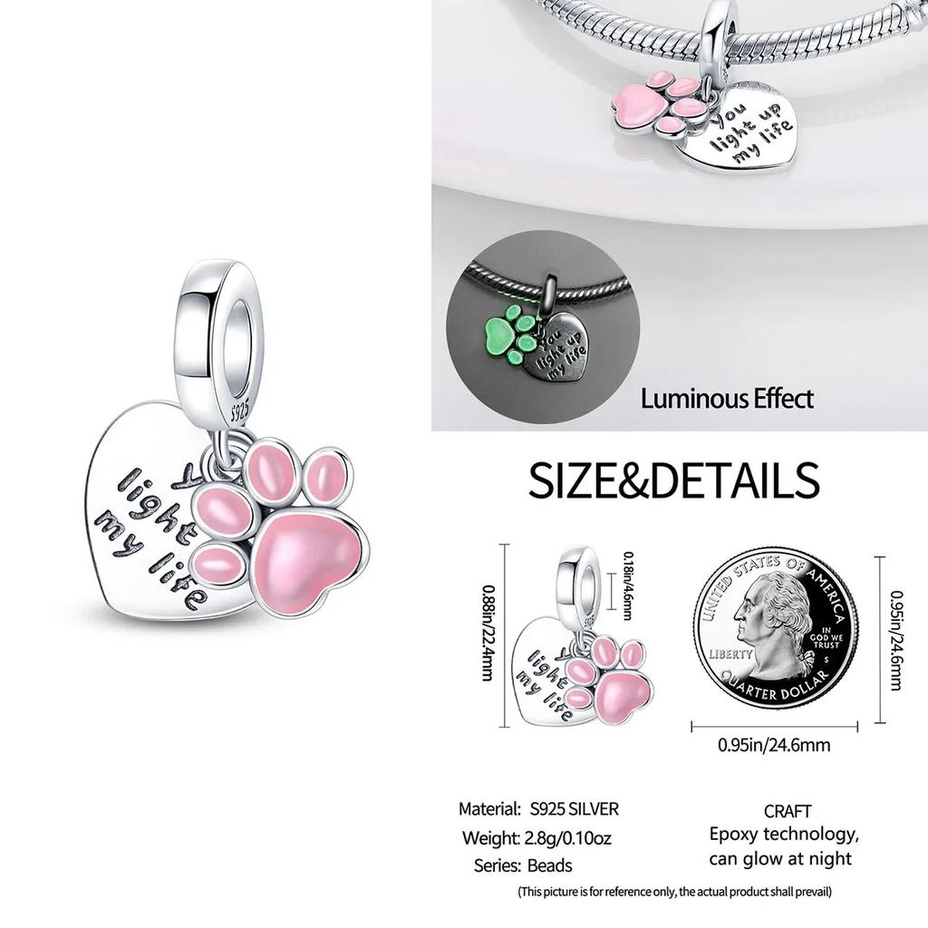 Colorful Copper Blue Glow-In-The-Dark Murano Princess Glass Beads Fits Original Bracelet Jewelry Set Accessories