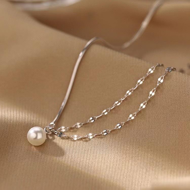 Pearl double-layer necklace women's niche design high-end sense necklace jewelry personality temperament light luxury fashion snake bone 