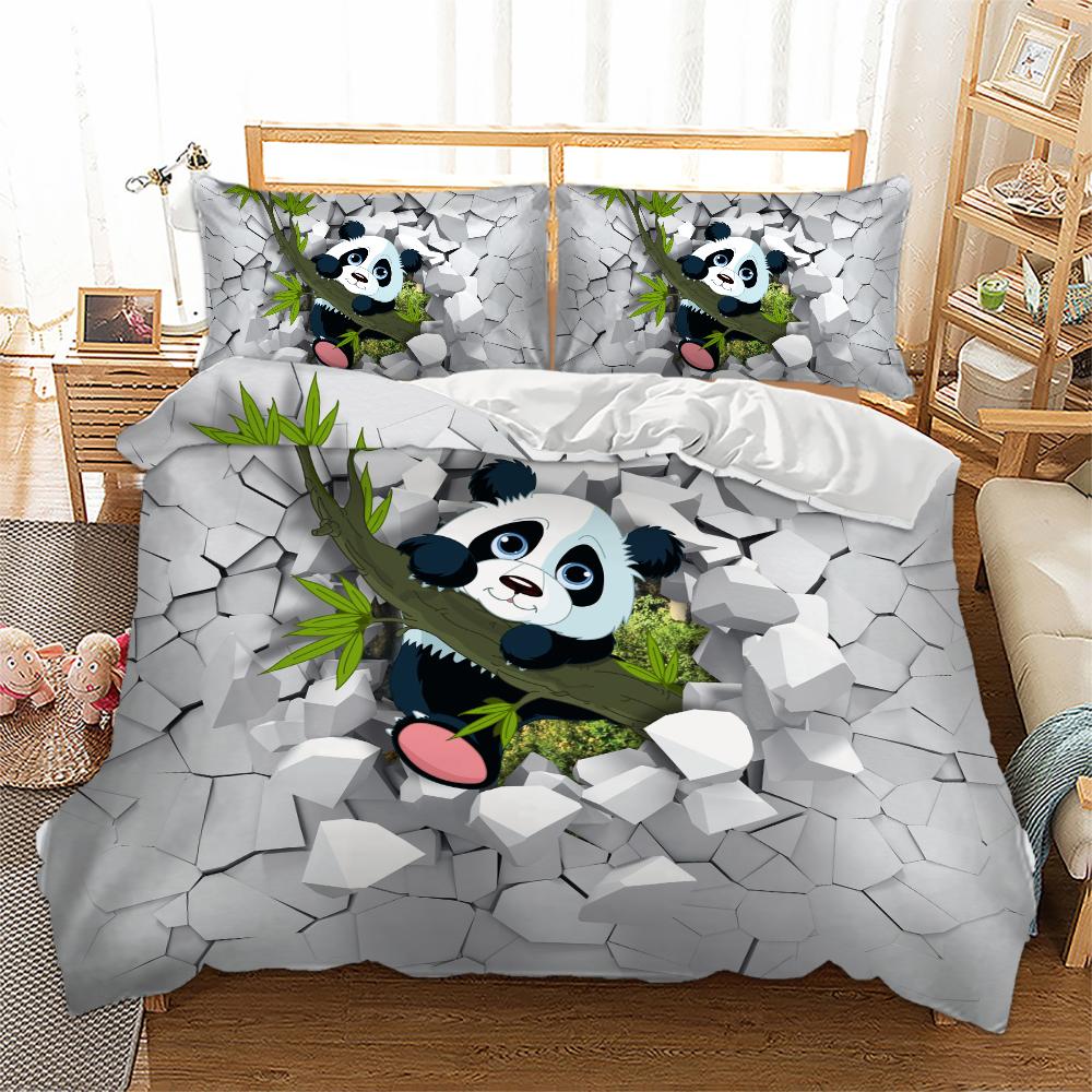 3D animal panda bed linen set nice single double bed cover set luxury bamboo queen king twin double bed clothing for adult