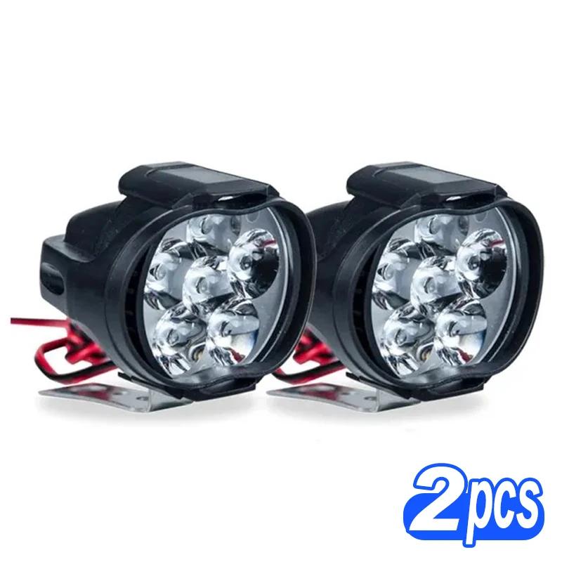 6 LED Motorcycle Headlight Spot Light High Bright Waterproof Scooters Auxiliary Lamp Spotlights Fog Bulb Work Lights with Switch
