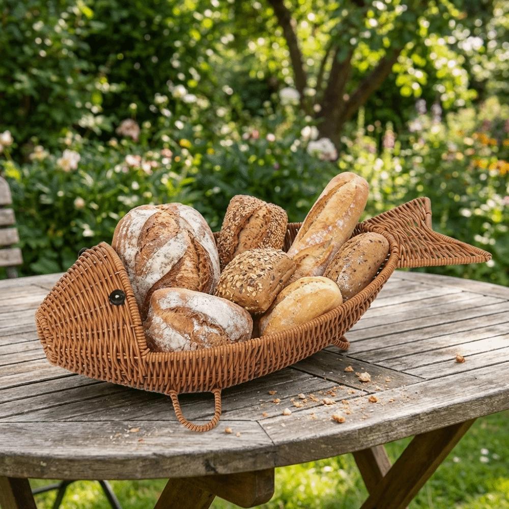 Fish Shape Snack Fruit Plate Plastic Woven Storage Basket Cute Drain Basket  Kitchen Storage