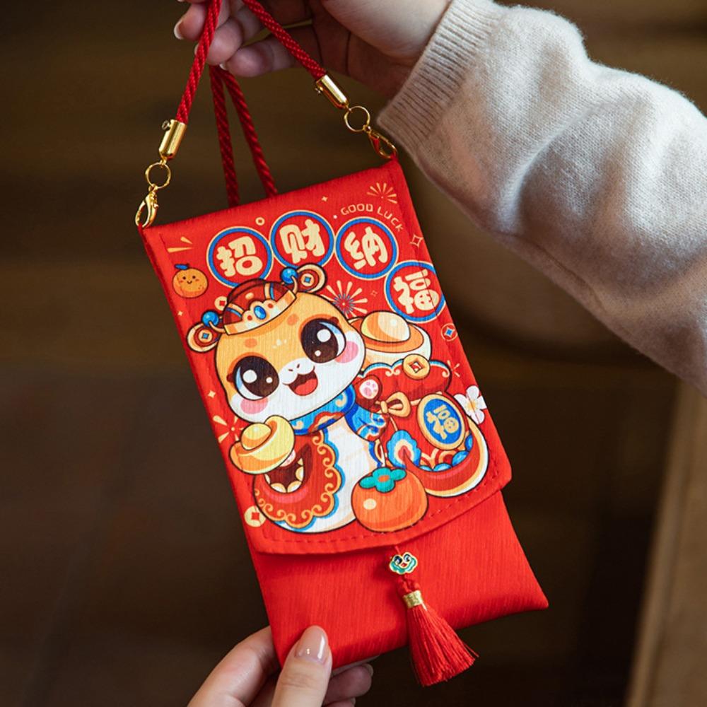 Chinese New Year 2025 Red Pocket Spring Festival Lucky Red Pockets Fabric Red Envelop  New Year