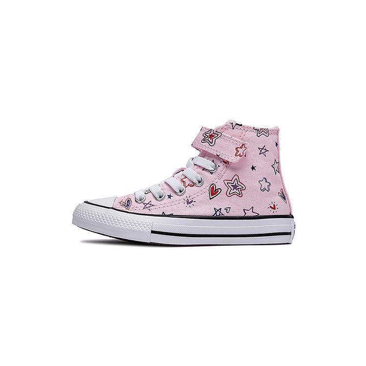 Converse Ctas 1V Hi Star Graffiti Print Comfortable High Top Canvas Shoes Kids Sneakers Pink A13179C
