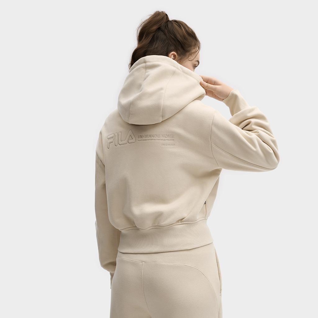 Fila Original Klassisch Einfach Mode Lässig Winter Fleece Bequem Warm Feuchtigkeitsableitend Thermisch Hoodie Pullover Damen Pullover Aprikose F11W549501FBG