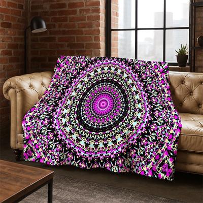 Bohemia Mandala Magiczny Kwiat Koc Flanelowy do Jogi Miękki Ciepły Koc Rzutowy do Sypialni Salonu Łóżka Podróży Kempingu Pikniku Prezent