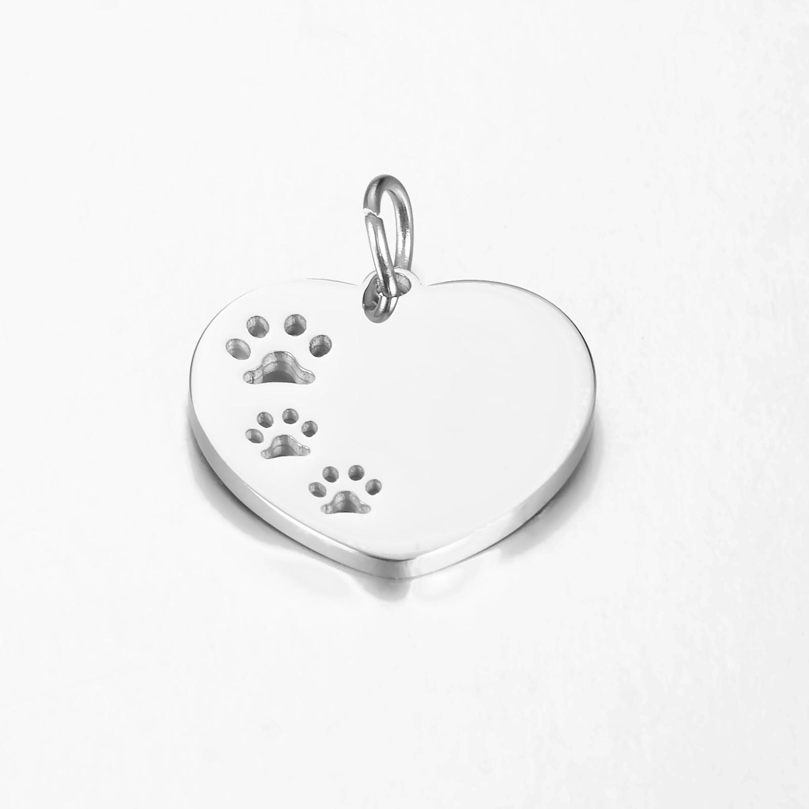 

Stainless Steel Hollow Charms Dog Claw Heart Star Flower Grass Polished Small Pendant With Circle Diy Necklace Pendant,1 Piece
