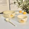Adorable Puppy Ceramic Dessert Bowl Set, Underglaze Color, Cute Cream Handle, High Aesthetic Tableware for Girls