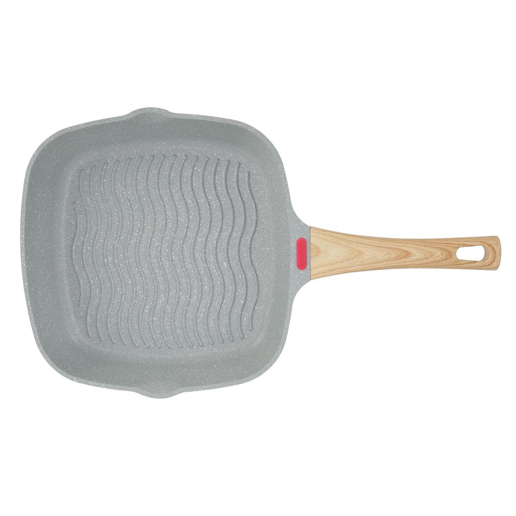 Patelnia Grillowa Stop Aluminium Plastikowy Uchwyt Szybkie Przewodzenie Duża Pojemność Patelnia Grillowa do Bekonu