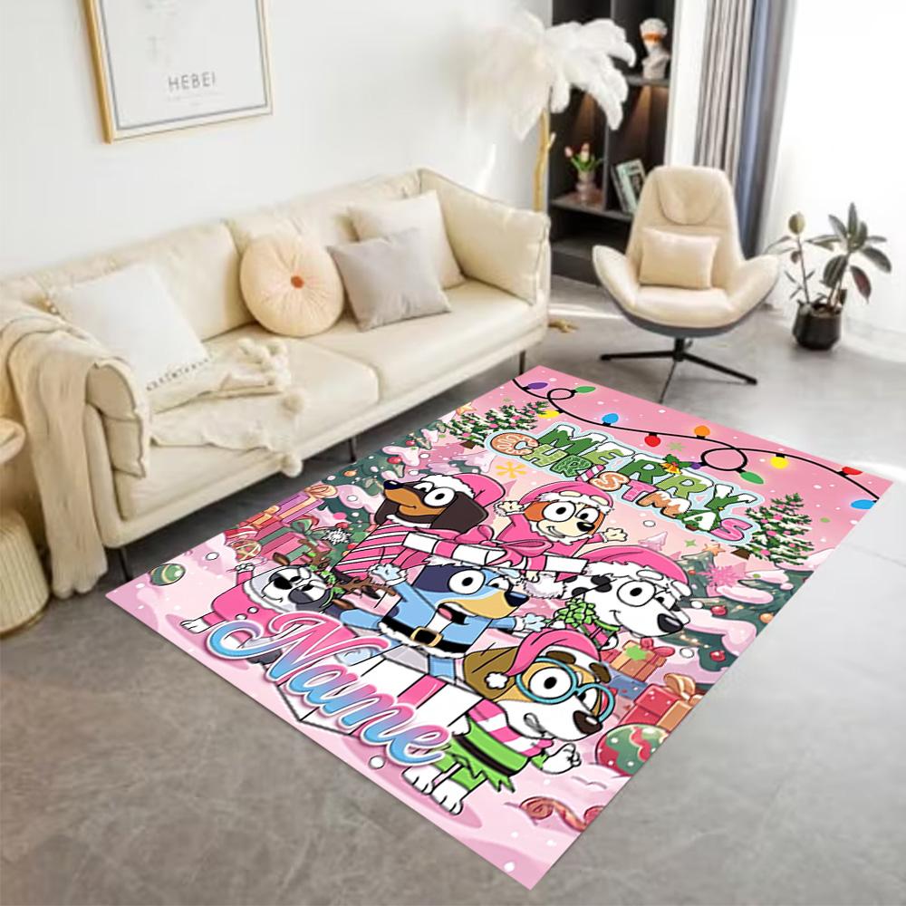 Christmas Friends Celebration Customize Your Name Area Rug Design for Living Rooms Outdoor Kitchen Study room Antislip Carpet Anime Office Decor