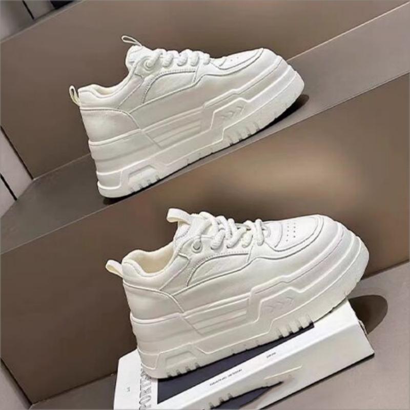 Spring/Autumn New Round-toe Thick-soled Trendy Lace-up Casual Sports Shoes Breathable Comfortable N-slip Student Walking Shoes