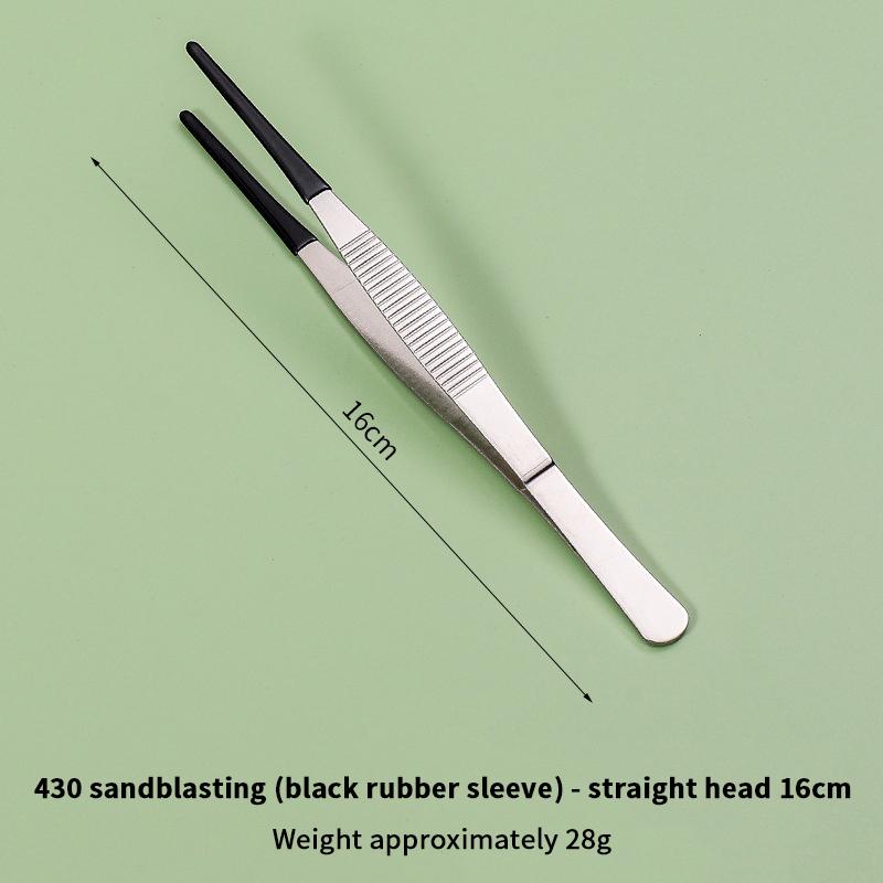Pet Feeding Accessories: Straight and Curved Stainless Steel Tweezers with Rubber Tips for Aquarium Reptiles