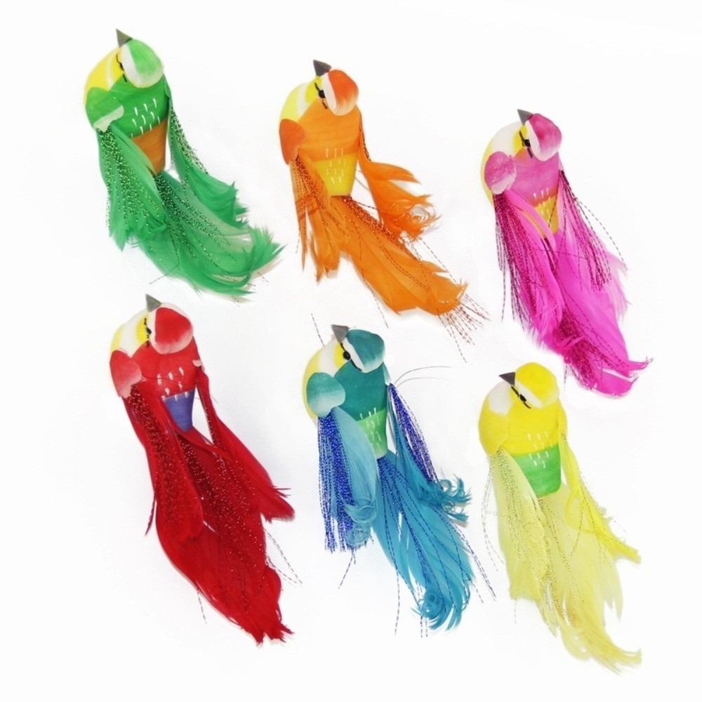 

6pcs Colorful Artificial Foam Birds DIY Craft Foam Material Simulation Birds with Clip Photo Props Fake Bird Home Ornament світло-сірого кольору