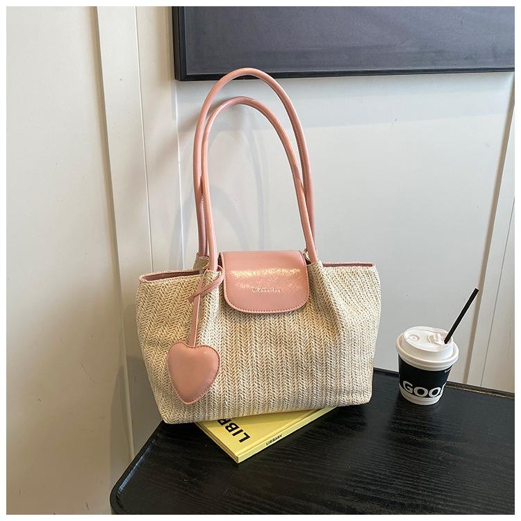 Tote Bag Women's Large Capacity  New Summer Hand-woven Straw Bag Shoulder Holiday Beach Bag