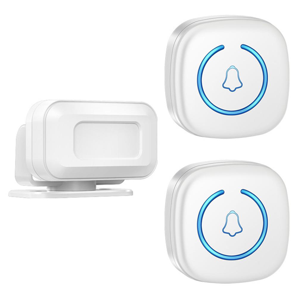 

M8 Commercial Wireless Sensor Infrared Motion Detector Welcome Doorbell Chime with 1 Transmitter + 2 Receiver A
