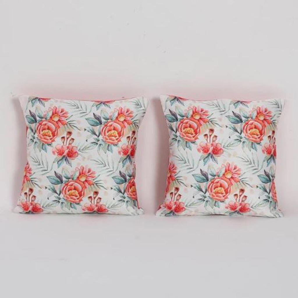 Potah na polštář KOKO MAISON INC s květinovým vzorem a polystainovým motivem (Balení po 2) | Zavírání klapkou | Digitální tisk