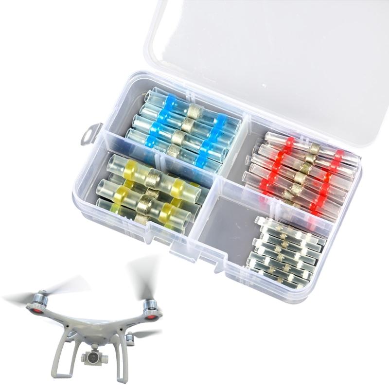 Set of 50pcs/100pcs Heat Shrink Butt Connectors Assortment Color Box Packed Low Temperature Soldering Wire Terminals