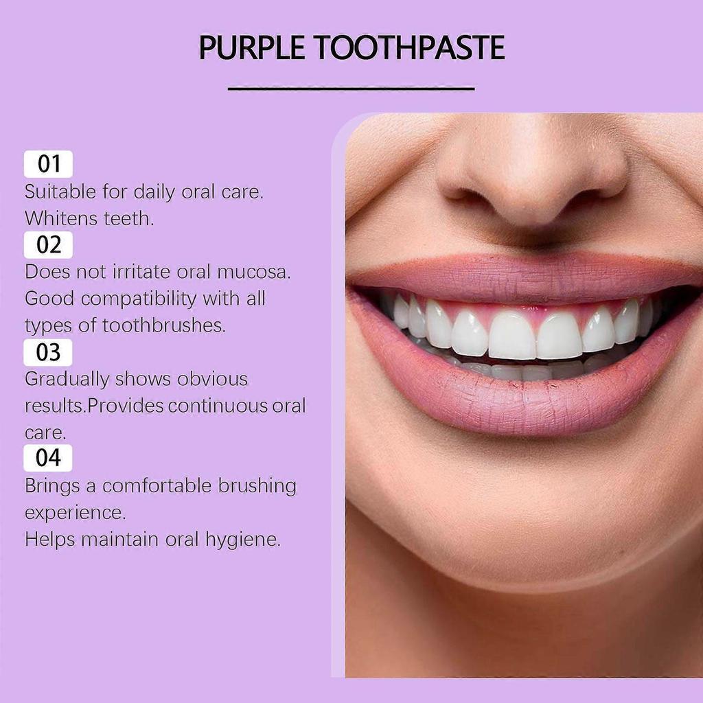 Purple Whitening Toothpaste - Deep Stain Remover Toothpaste for Coffee Lovers, Helps Remove Tea and Wine Stains, Fresh Breath, Oral Cleansing, Vanilla