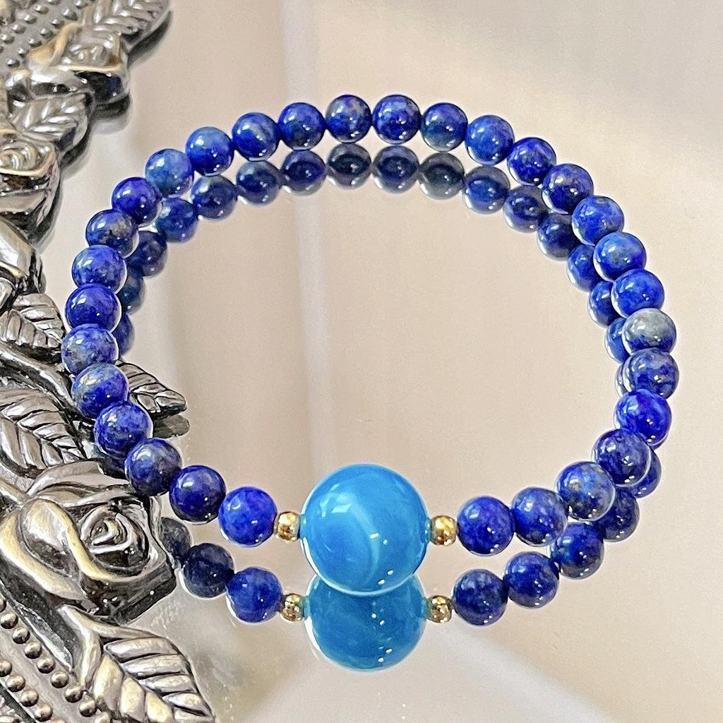 4mm Herbst und Winter Natürlicher Lapislazuli Design Sinn Basic Pendler Armband Armband