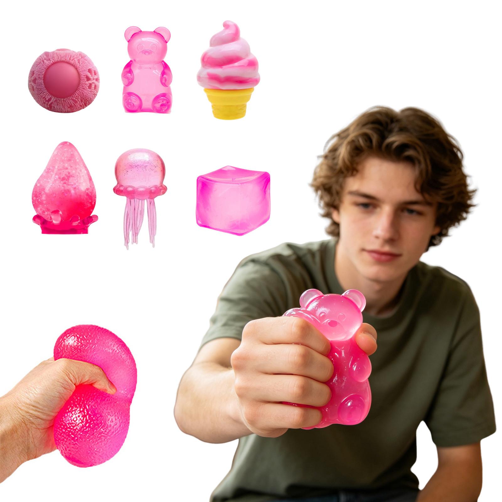 

Sensory Fidget Toy Set 6 Pieces Soft Squishy Squeeze Stress Relief Toys for Kids and Adults Includes Various Textured Shapes and Sizes One Size рожевий