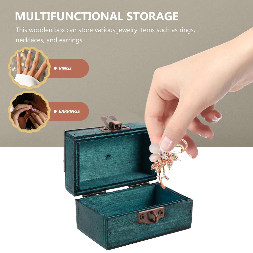 Vintage Jewelry Box Wooden Box Home Desktop Jewelry Storage Box With Password Lock Window Displays Treasure Chest Home Decor