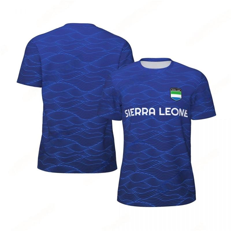 T-shirt casual sportiva alla moda con motivo bandiera Sierra Leone, tendenza estiva per il calcio, stemma nazionale 3D