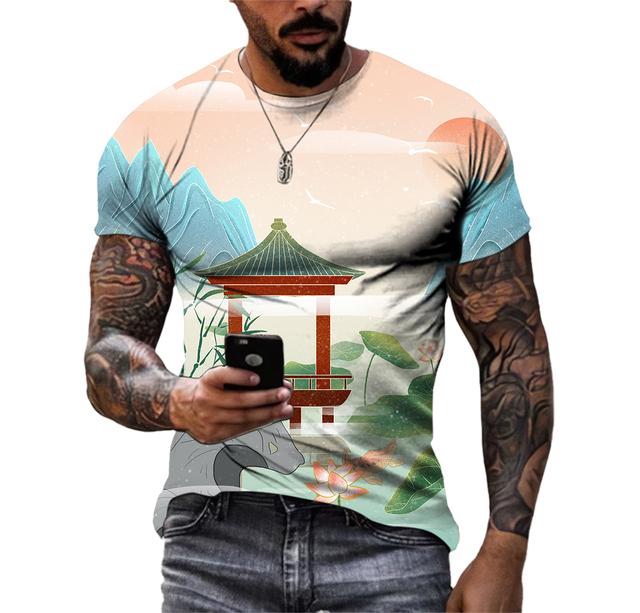 

Красивые китайские элементы мужские футболки повседневные HD 3D принт узор футболка хип-хоп Harajuku личность круглый вырез короткий рукав топ 6XL