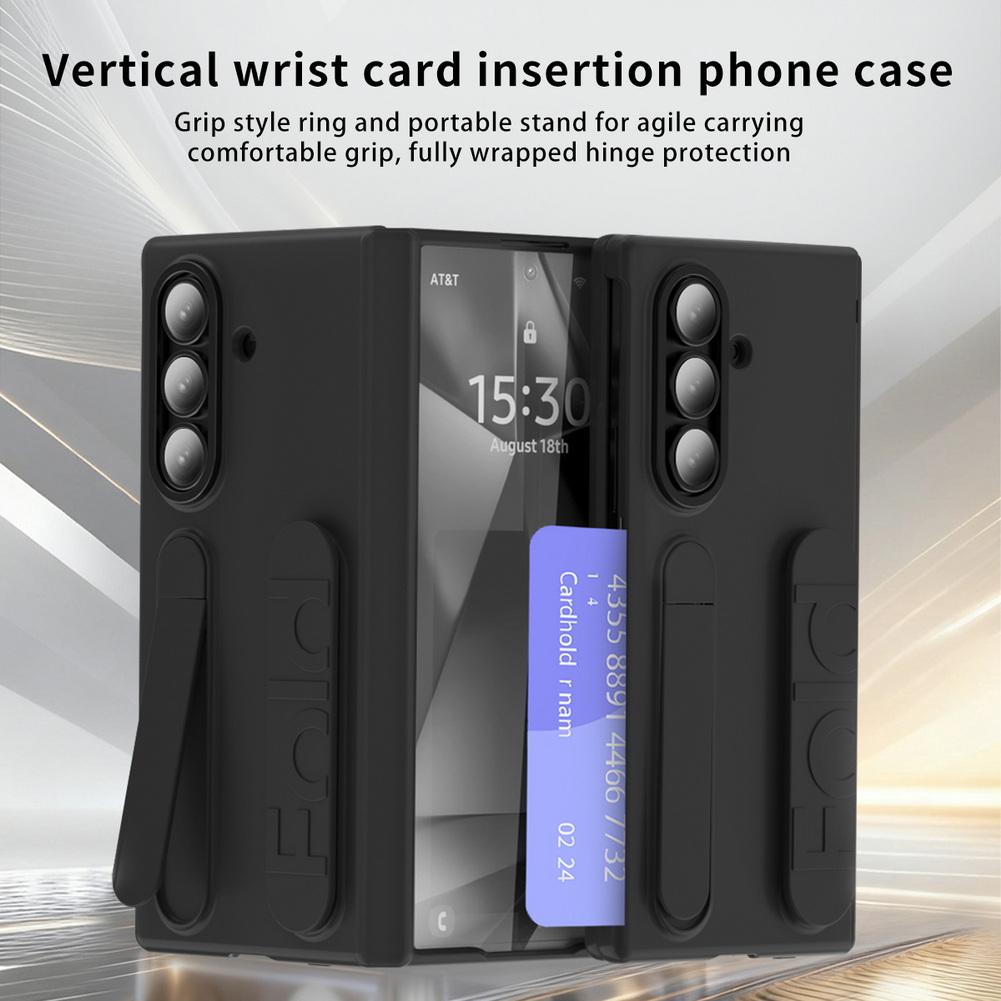 With Credit Card Slot Multifunctional Kicktand Wrist Strap Folding Case For Samsung Z Fold 7 Fold7 Galaxy Z Fold 6 5 4 Cover