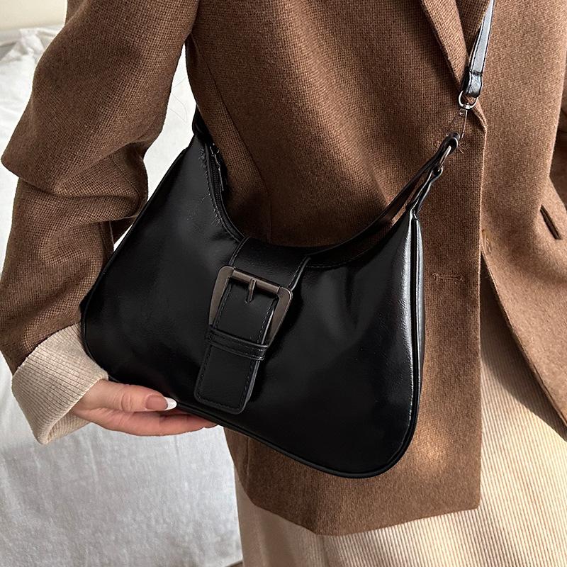 

Премиум-сумка Baguette женская Простая премиальная сумка-мессенджер через плечо женская модная универсальная сумка-мессенджер для женщин чёрный