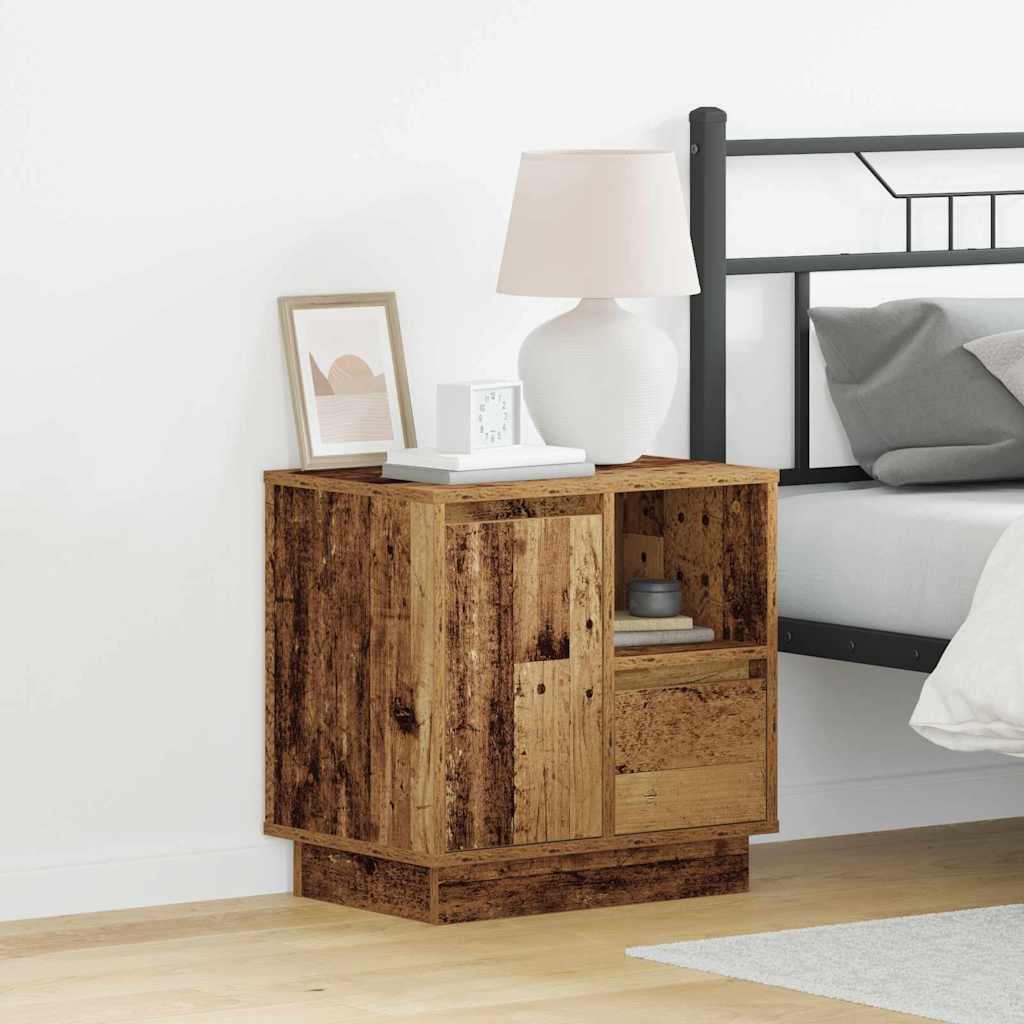 Nightstand with LED Rustic Wood Effect 50 x 34.5 x 50 cm Engineered Wood