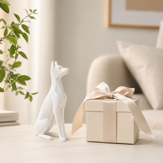 Yousheng 3D Printed Sitting Dog Figurine, Modern Minimalist Dog Statue, Animal Sculpture Decoration for Home Office Desk, Gift for